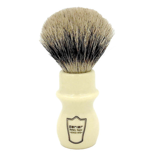 Parker WMPB Ivory Handle Deluxe Pure Badger Long Handle Shave Brush & Stand